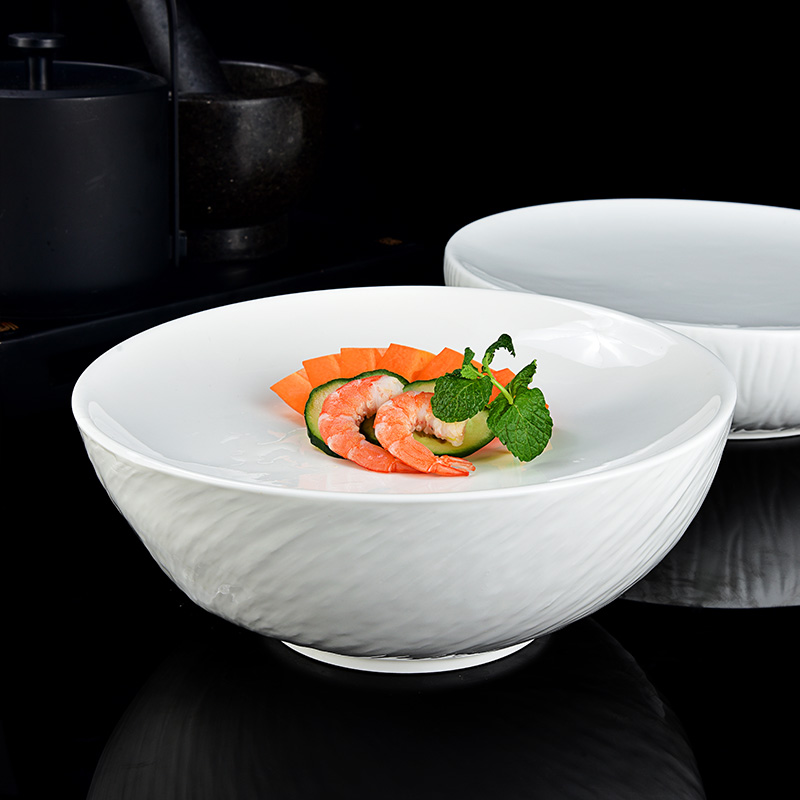 酒店纯白色高级感创意鼓形冷菜盘会所精致凉菜摆盘凹造型意境菜盘