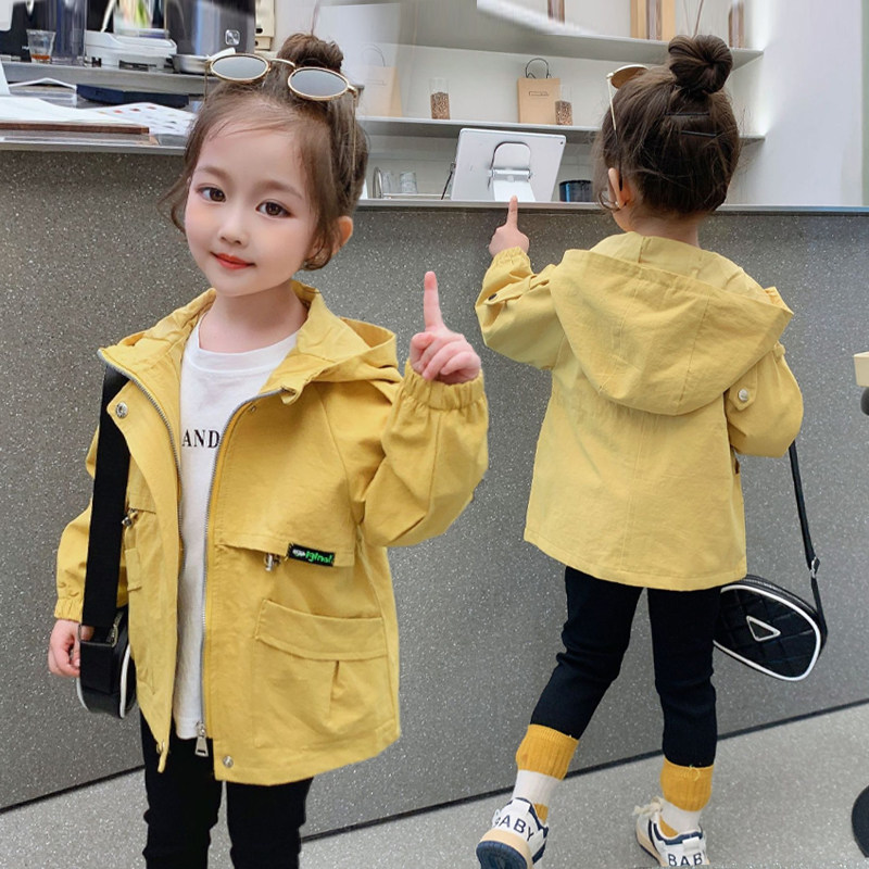 소녀 파카 윈드 브레이커 한국어 버전 2022 가을 새 스타일 파카 소녀 가을 윈드 브레이커 외국 스타일 슬림 자켓