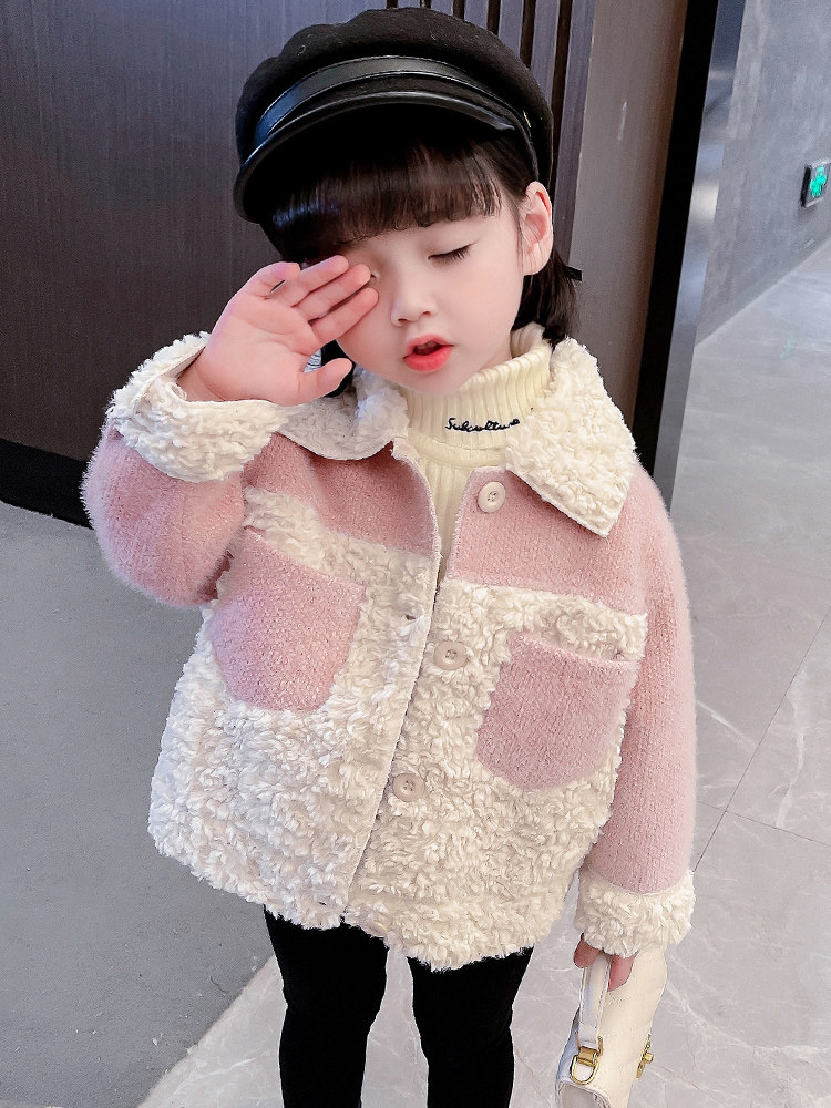 2024 새로운 양모 스웨터 자켓 겨울 스타일 유행  소녀 가을 겨울 의류 겨울 의류 어린 소녀 유행상의