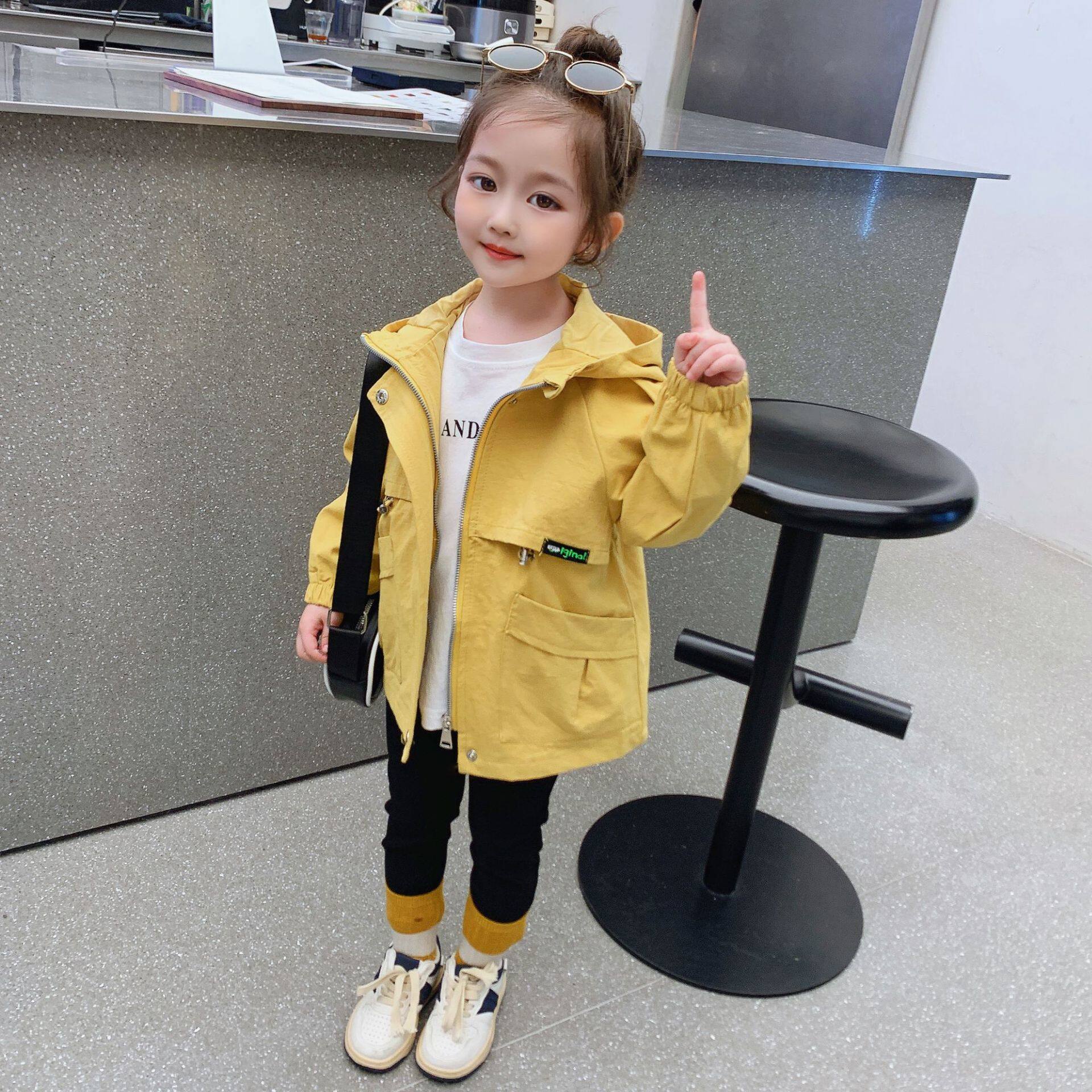 소녀 파카 윈드 브레이커 한국어 버전 2022 가을 새 스타일 파카 소녀 가을 윈드 브레이커 외국 스타일 슬림 자켓