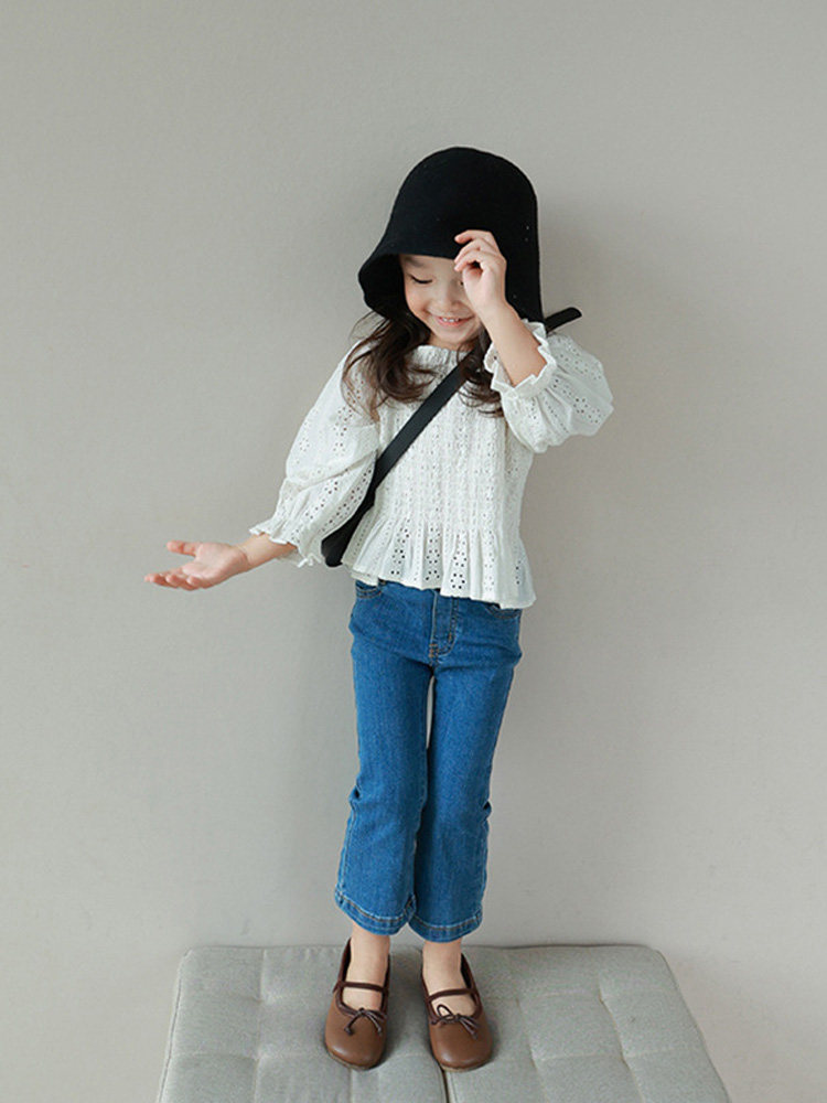 GIRLS AUTUMN JEANS 2024 AUTUMN CLOTHES NEW BABY GIRL FOREIGN KOREAN VERSION OF FOREIGN SLIM STRETCH BELL BOTTOMS TIDE