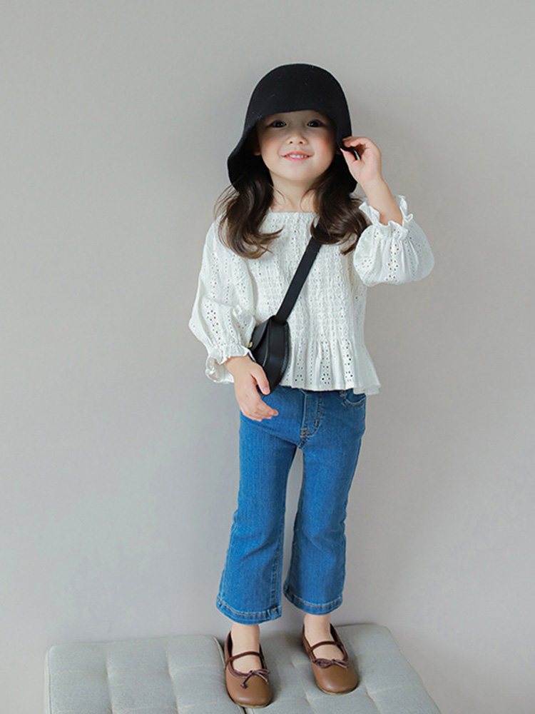 GIRLS AUTUMN JEANS 2024 AUTUMN CLOTHES NEW BABY GIRL FOREIGN KOREAN VERSION OF FOREIGN SLIM STRETCH BELL BOTTOMS TIDE