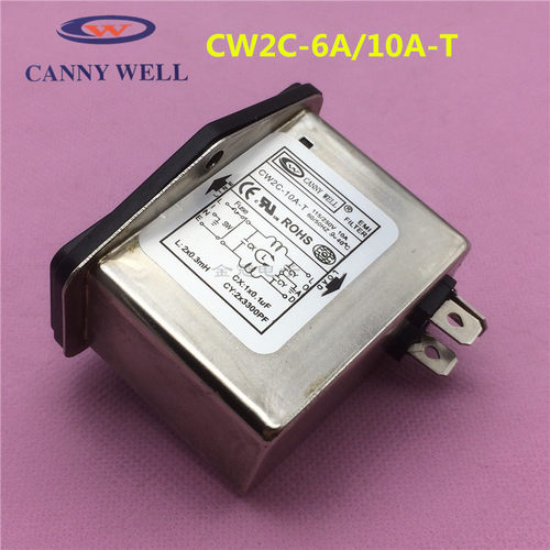 热卖台湾CANNY电源EMI滤波器CW2C 6A 10A T双极插座单相交流220V