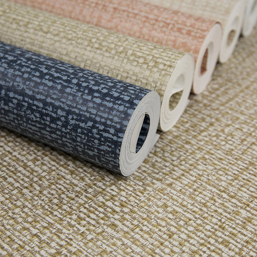 纯纸环保日式榻榻米房间仿亚麻编制竹纹墙纸卧室电视沙发背景壁纸