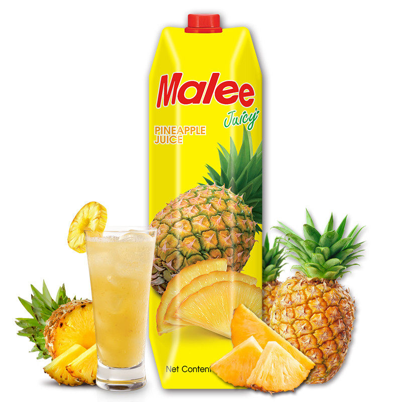 泰国原装进口 玛丽malee 菠萝汁果汁饮料1l*4瓶量贩装 奶茶原料