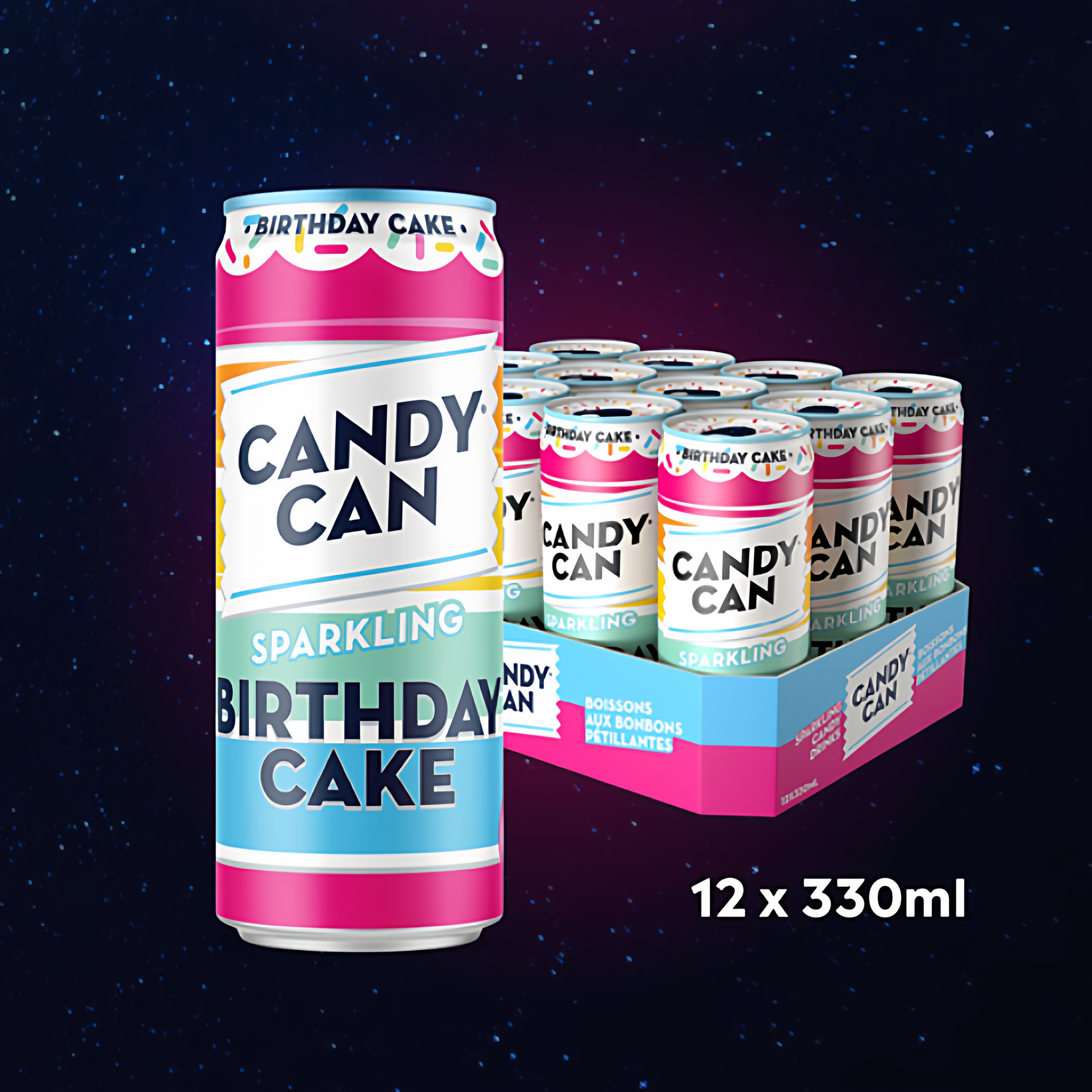 CANDY CAN生日蛋糕口味汽水碳酸饮料330mlx3英国进口生日婚礼饮品