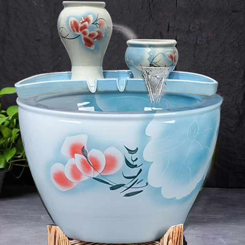 古法陶瓷循环水养鱼造景陶罐鱼缸过滤器鱼池全套生态流水瀑布摆,家居饰品,流水摆件,淘宝优惠券,粉丝福利购,淘宝优惠卷