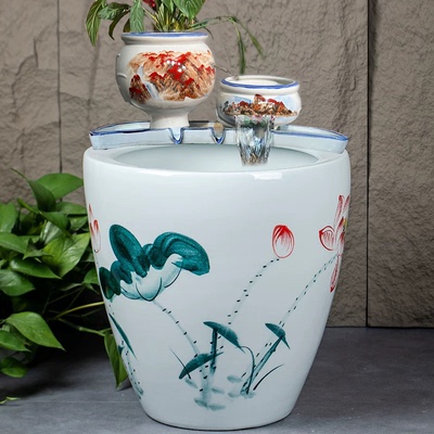 水缸循环过滤器流水瀑布陶瓷摆件