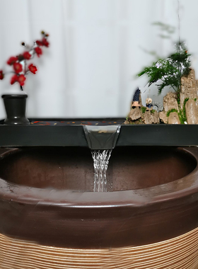 瀑布循环养鱼水池陶瓷配件盆景