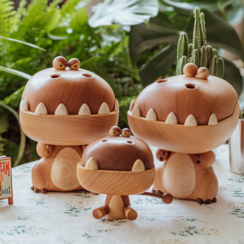 原上城暴走大嘴龙客厅办公桌面装饰小摆件收纳盒家居饰品创意礼品