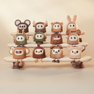 原上城原创设计实木十二生肖系列可爱治愈礼品创意桌面摆件