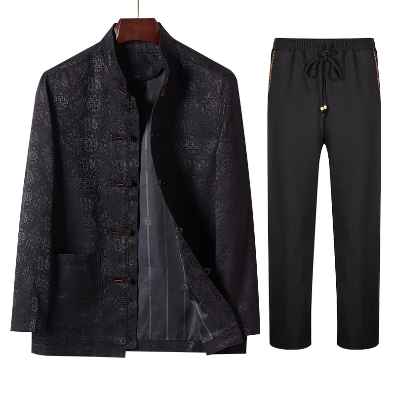 중년 및 노인 당나라 정장 남성 봄 가을 얇은 재킷 중국 정장 재킷 중국 스타일 남성 할아버지 옷