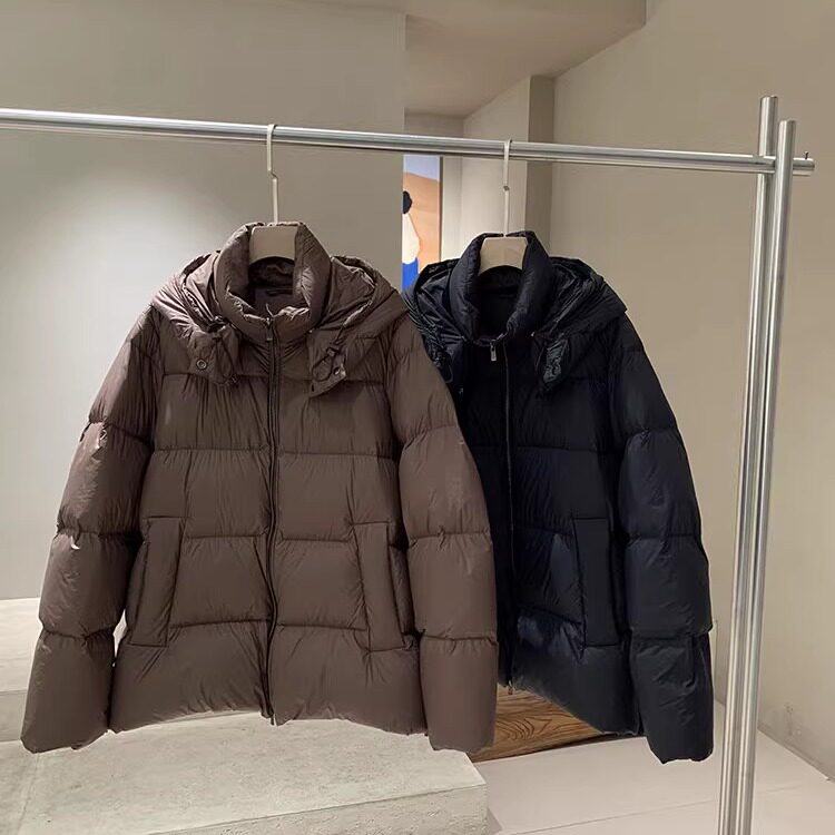 专柜同款白鸭绒蓬松羽绒服女款连帽加厚泡芙面包服短款百搭时尚