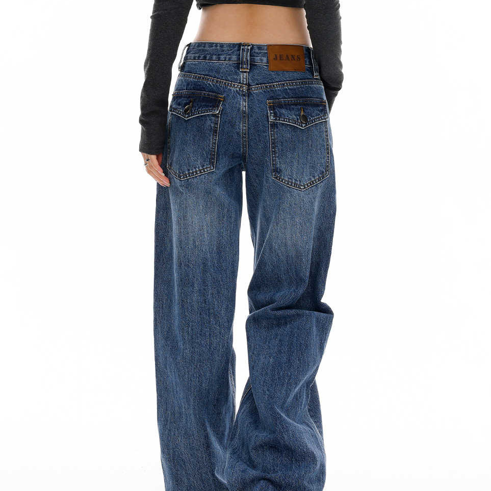 美式复古直筒牛仔裤女2025秋季