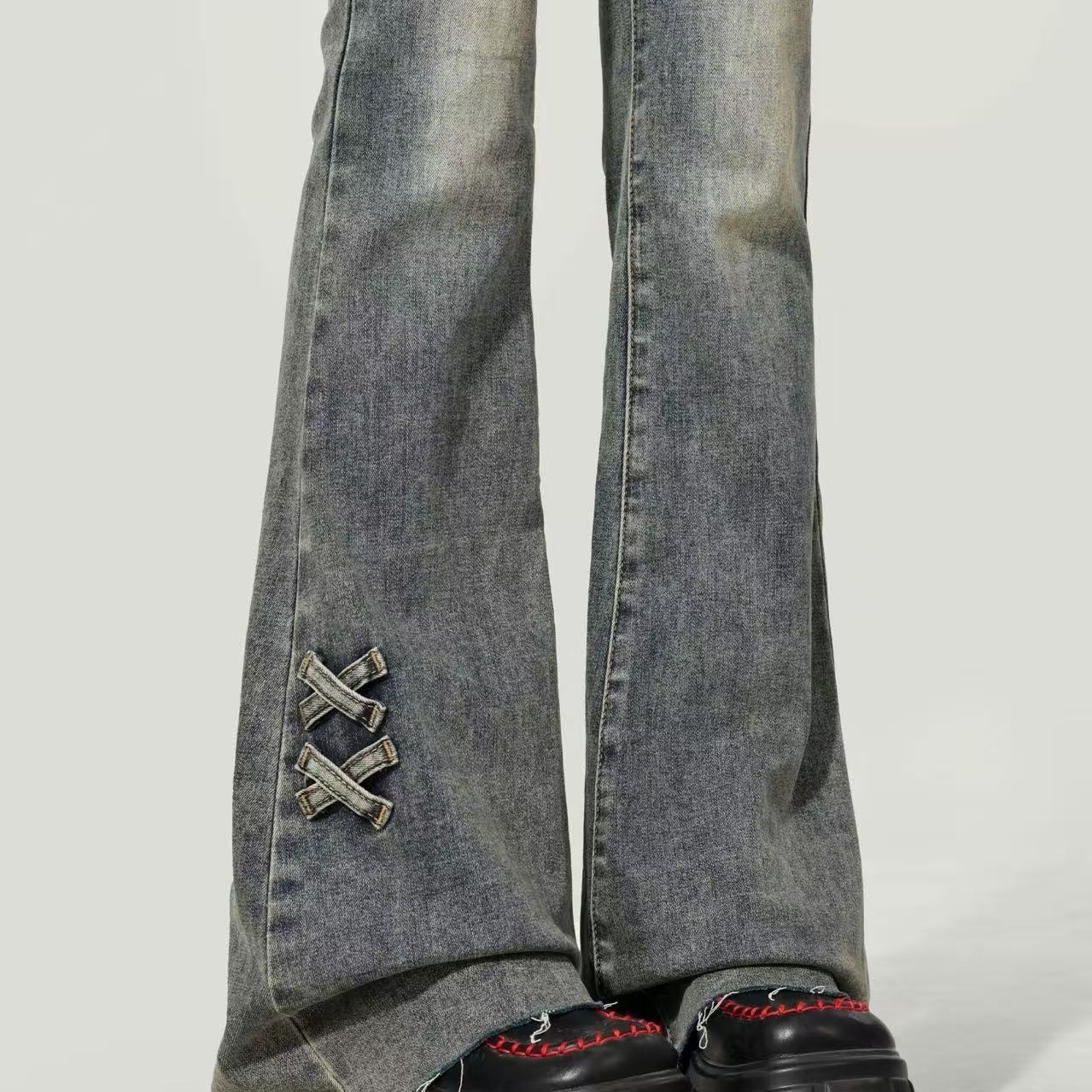 复古高腰薄款微喇叭牛仔裤女2025秋冬新款修身小个子爆款马蹄裤子