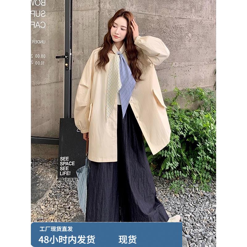 设计感米色风衣外套女2025年秋季新款时尚小众巨好看减龄百搭上衣