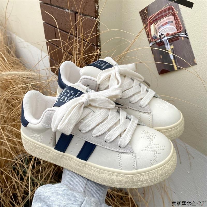 韩版板鞋女鞋2025春季新款爆款小众覆古百搭厚底小白鞋休闲运动德