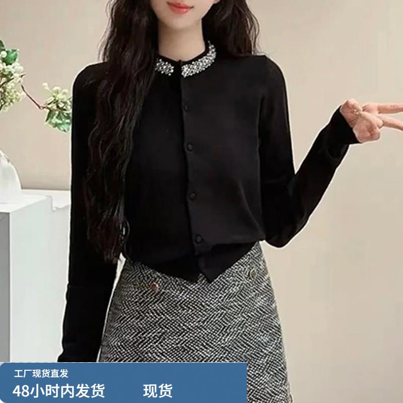 黛JJ@32针织衫女2024早秋新款修身显瘦别致上衣潮