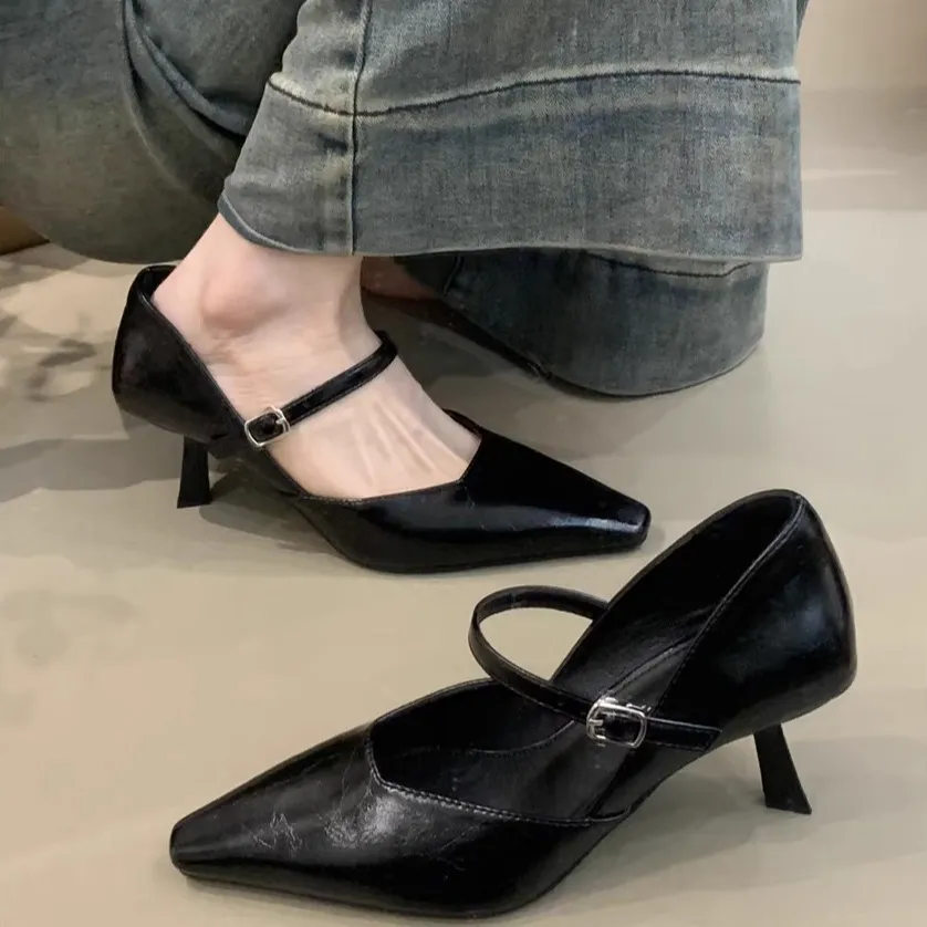 女士高跟鞋女2025年春季法式气质优雅尖头浅口细跟玛丽珍通勤鞋