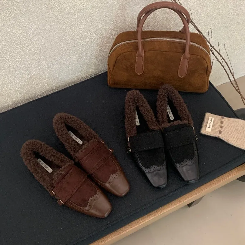 2025新款复古百搭英伦布洛克雕花潮流时尚百搭深口单鞋双扣皮鞋女