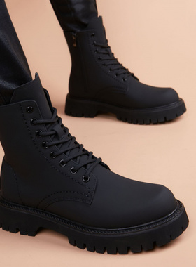 男婚鞋马丁靴男款秋冬黑色英伦风男士厚底增高中帮百搭青春韩版工