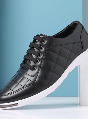 男婚鞋秋冬橡胶韩版低帮鞋男士休闲运动皮鞋黑色圆头透气大码男鞋