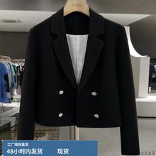 黑色时尚休闲短款西装外套女2025新款春秋季小个子显瘦早春西服潮
