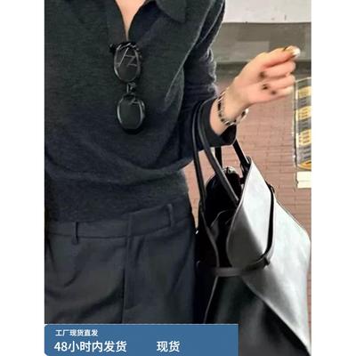 老钱风针织衫女早秋穿搭韩系chic别致长袖上衣秋冬内搭打底polo衫