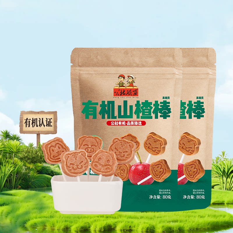 公社联盟有机山楂棒棒糖无添加解馋独立包装原味酸甜儿童网红零食