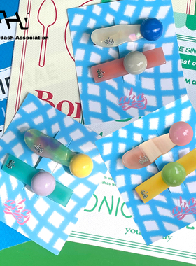 AHA爱侈艾·彩色幻彩云朵方形简约大气甜美优雅春夏边夹发卡