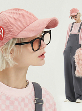 AHA爱侈艾·爱心logo标志时髦百搭可调节遮阳软顶灯芯绒棒球帽