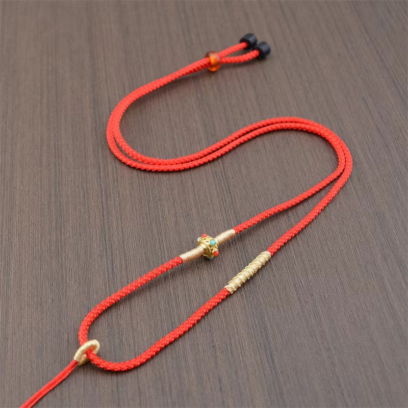 黑色项链绳金佛黄金玉器