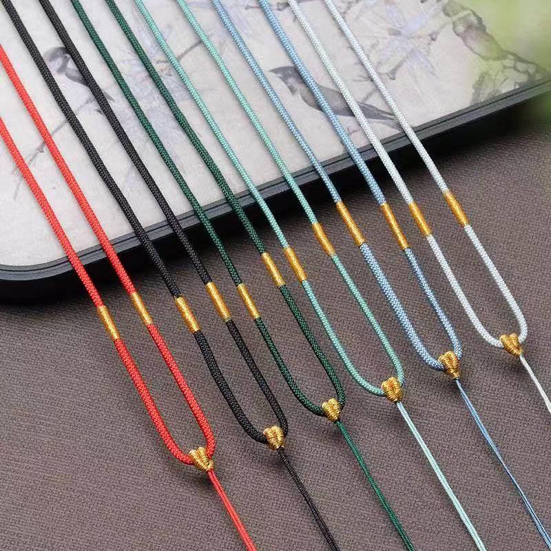 可调节耐磨黑曜石玉髓项链绳