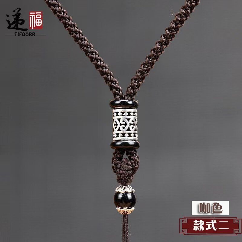 手工纯银吊坠项链绳多宝通用图片
