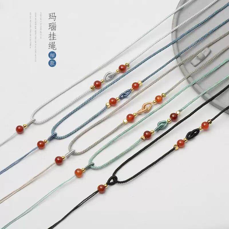 手工编织吊坠挂绳项链绳脖子女挂坠玉坠翡翠黄金简约红绳子可调节