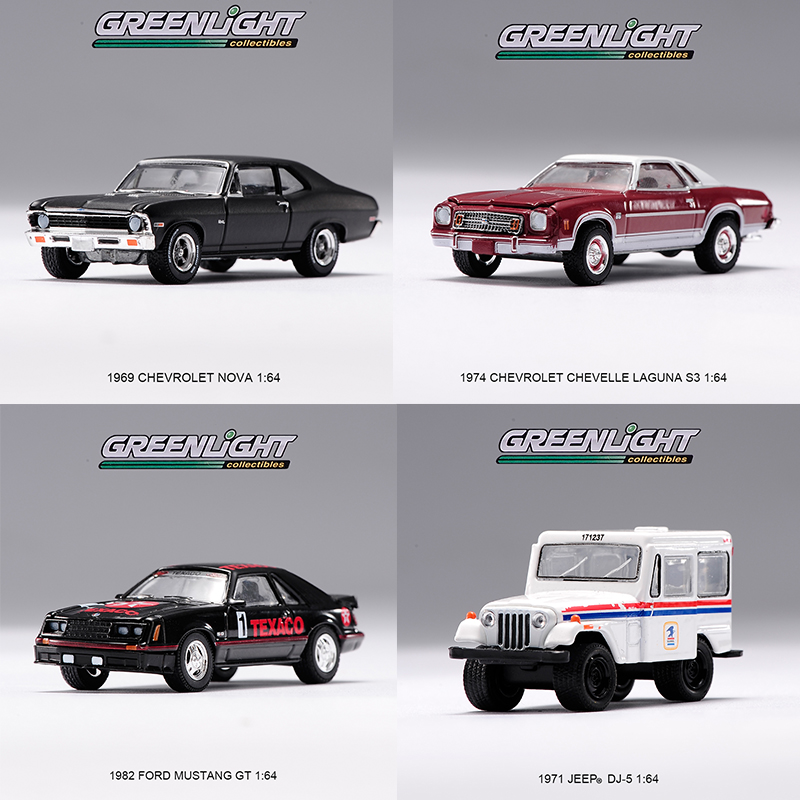 现货 1/64 greenlight绿光 雪佛兰 EV轿车 野马福特模型收藏车模