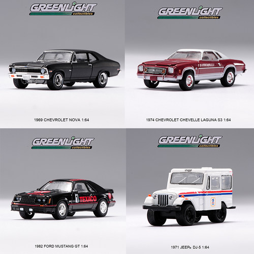 现货 1/64 greenlight绿光 雪佛兰 EV轿车 野马福特模型收藏车模