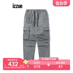 新品 6100S2I 裤 izzue男装 春季 型格直筒长裤 束脚工装 个性