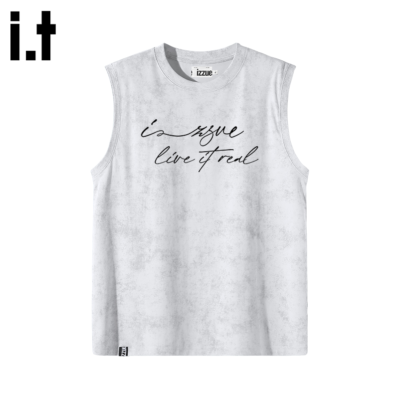 itizzue蠟染圓領無袖男坎肩背心