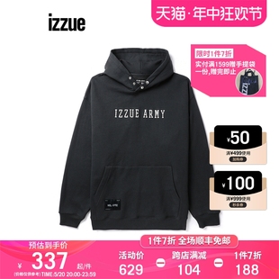 潮流质感logo装 izzue男装 新品 3146F2 连帽卫衣2022冬季 饰套头衫