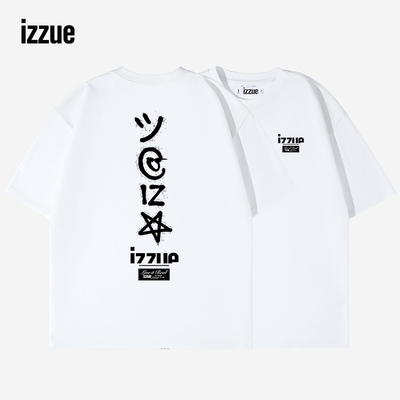 it izzue原创潮牌圆领短袖T恤男2025夏新款情侣趣味重磅纯棉半袖A
