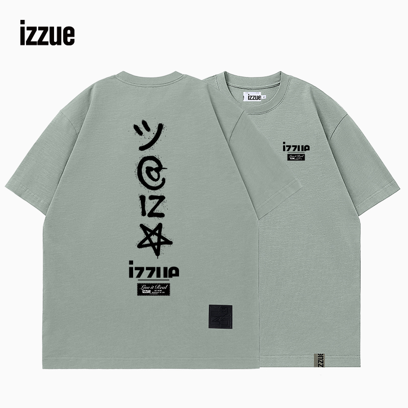 it izzue新款美式潮牌T恤男女款纯棉短袖个性印花上衣2025年夏季A