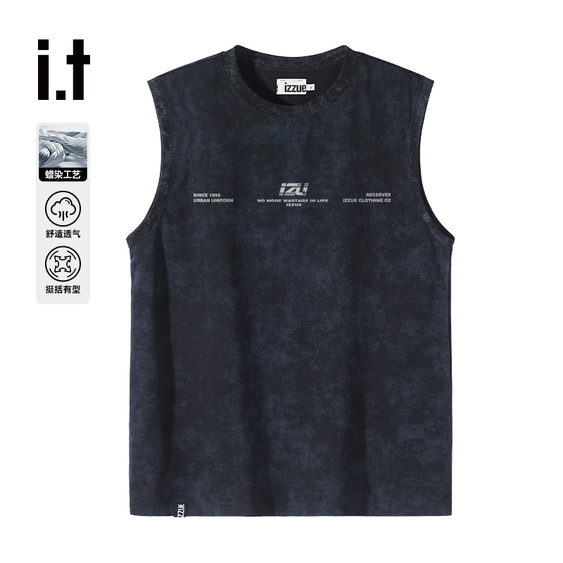 itizzue無袖男士t恤潮牌蠟染