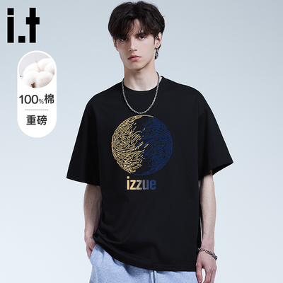 it izzue新款T恤男女装2025夏美式潮牌高街风重磅纯棉印花短袖A