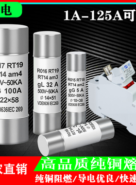 保险丝RO15陶瓷熔芯熔断器熔管10*38r01617 6A 10A 32A63A保险管