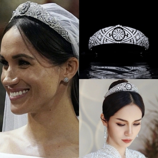 高端重工梅根王妃同款高级感皇冠头饰新娘大气主婚纱公主结婚王冠