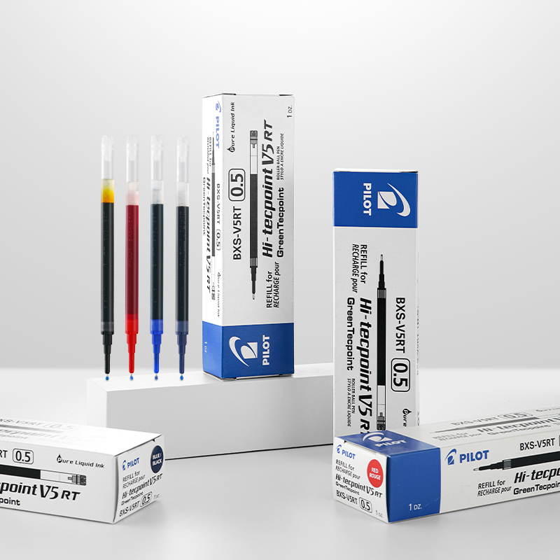 日本PILOT百乐开拓王中性笔芯0.5走珠笔替芯黑色红色蓝色BXS-V5