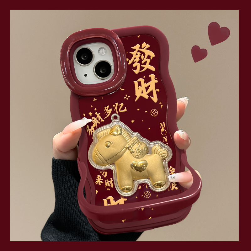 发财暴富马适用苹果17promax手机壳华为mate70女款pura80新款oppoReno14防摔vivos30隐形双支架软壳小米17