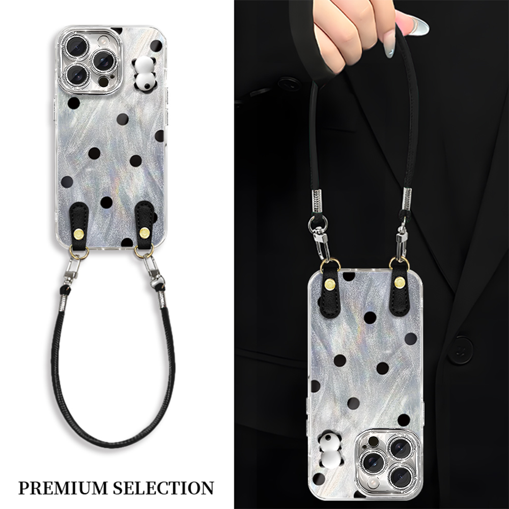 简约波点公仔适用荣耀400手机壳荣耀200女款荣耀100卡通magic7荣耀90防摔70pro可爱荣耀x30全包羽纱挂绳壳