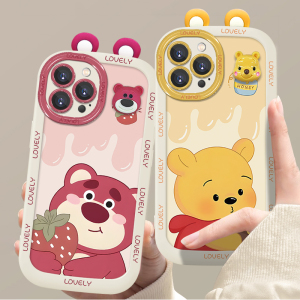 蜂蜜维尼熊适用于苹果15pro手机壳华为mate60卡通女款opporeno12新款可爱vivox100硅胶荣耀200小米14保护套